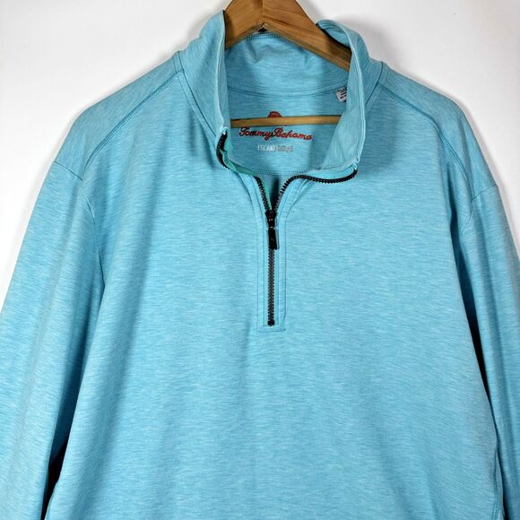Tommy Bahama Pullover Mens XL Blue Island Zone Half Zip Performance Sweater Top - Picture 2 of 16